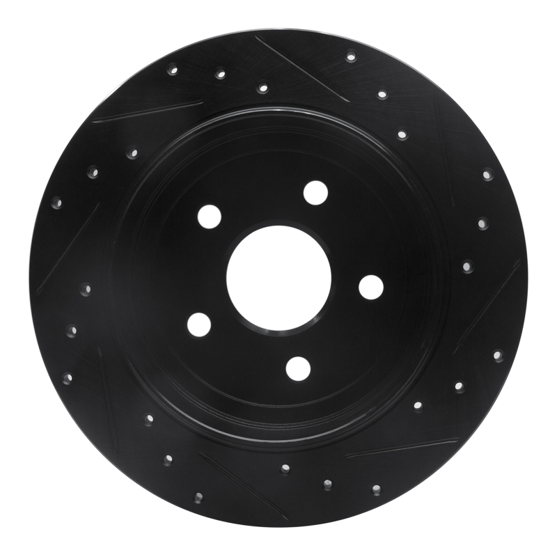 Jeep Grand Cherokee Brake Rotor (1) - Rear Left - R1 Concepts - Drilled & Slotted - Black - `05-`10